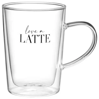 B&M Printed Double Wall Glass Latte Mug 3 B&M Printed Double Wall Glass Latte Mug