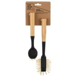 B&M Bamboo Dish Brushes 2pk -Household Items Shop 397041 2pk bamboo dishbrushes